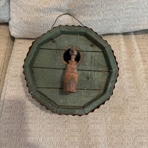 Rustic Vintage Green Octagon Birdhouse‎ Faucet Spigot Metal Trim Garden Decor